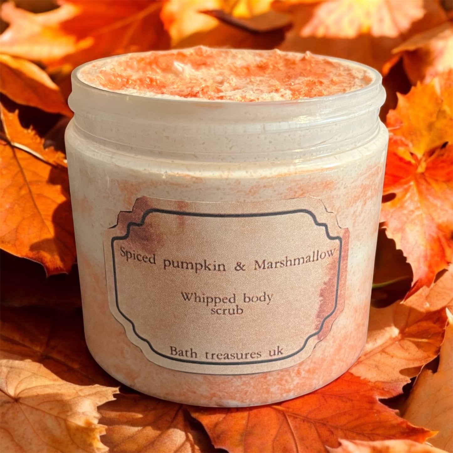 Spiced pumpkin & marshmallow whipped body scrub 💫