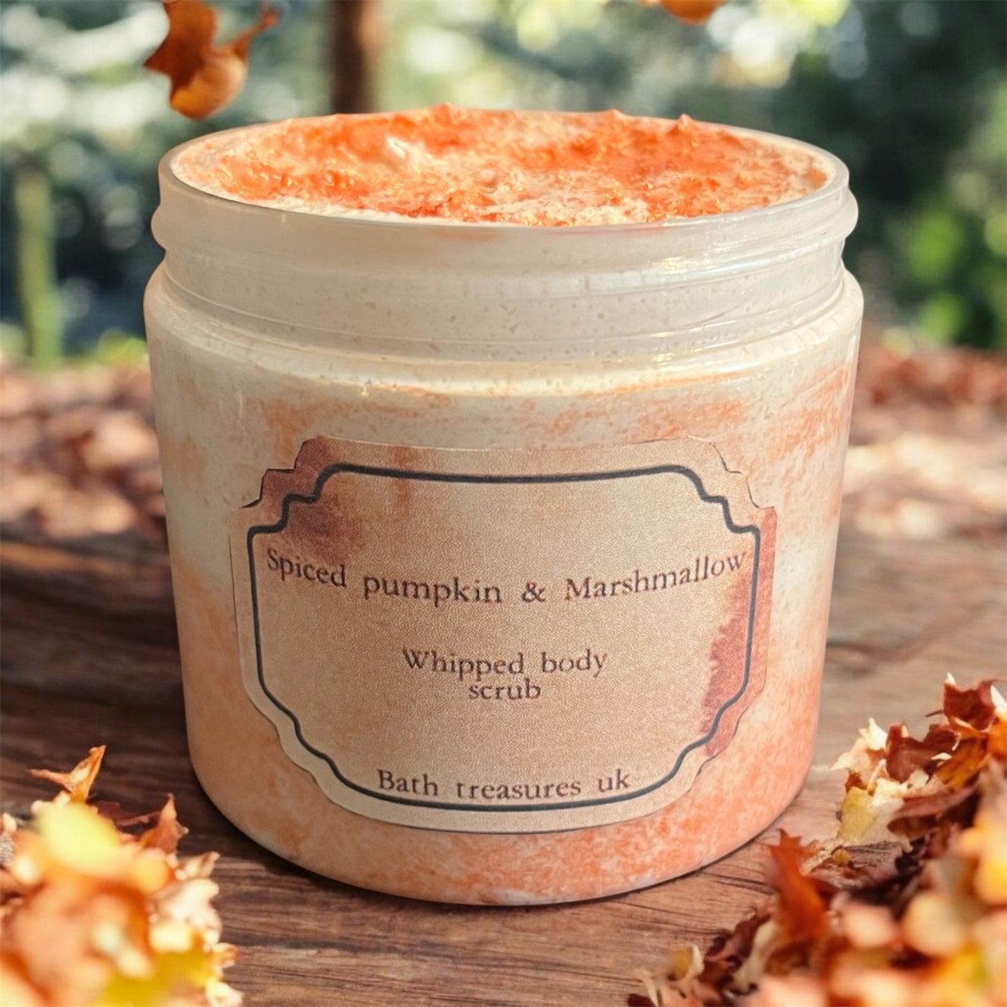 Spiced pumpkin & marshmallow whipped body scrub 💫