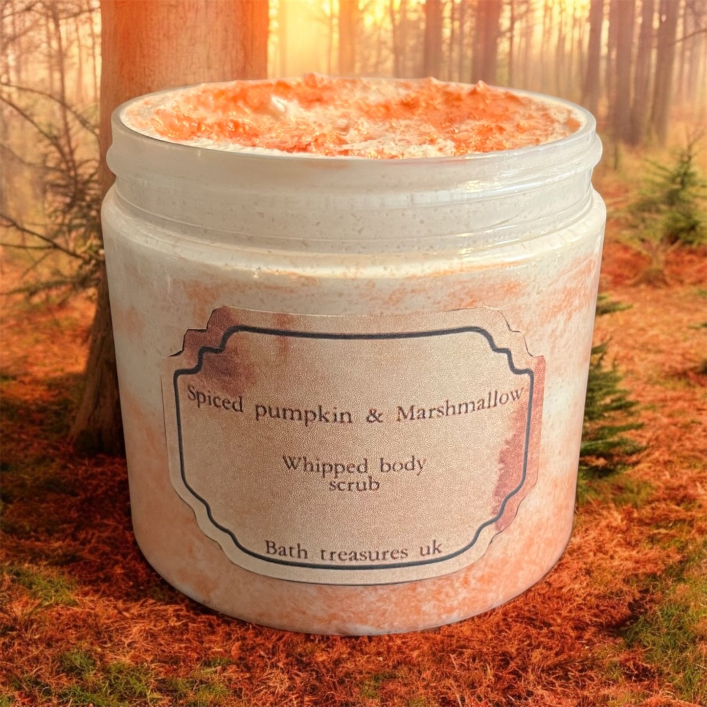 Spiced pumpkin & marshmallow whipped body scrub 💫