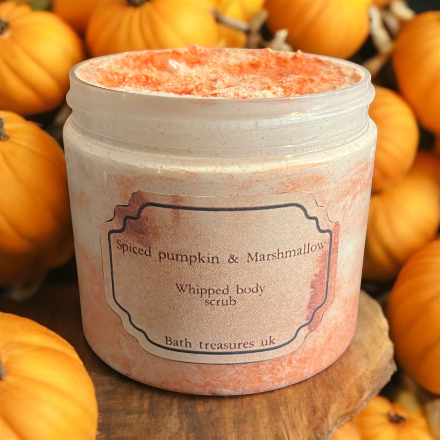 Spiced pumpkin & marshmallow whipped body scrub 💫
