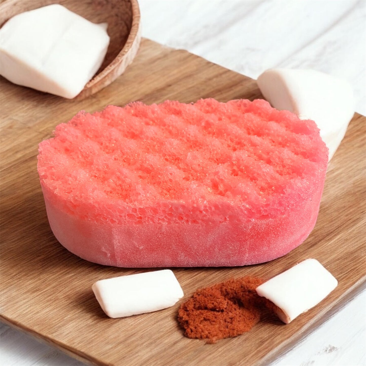 Marshmallow and raspberry soap sponge 💫