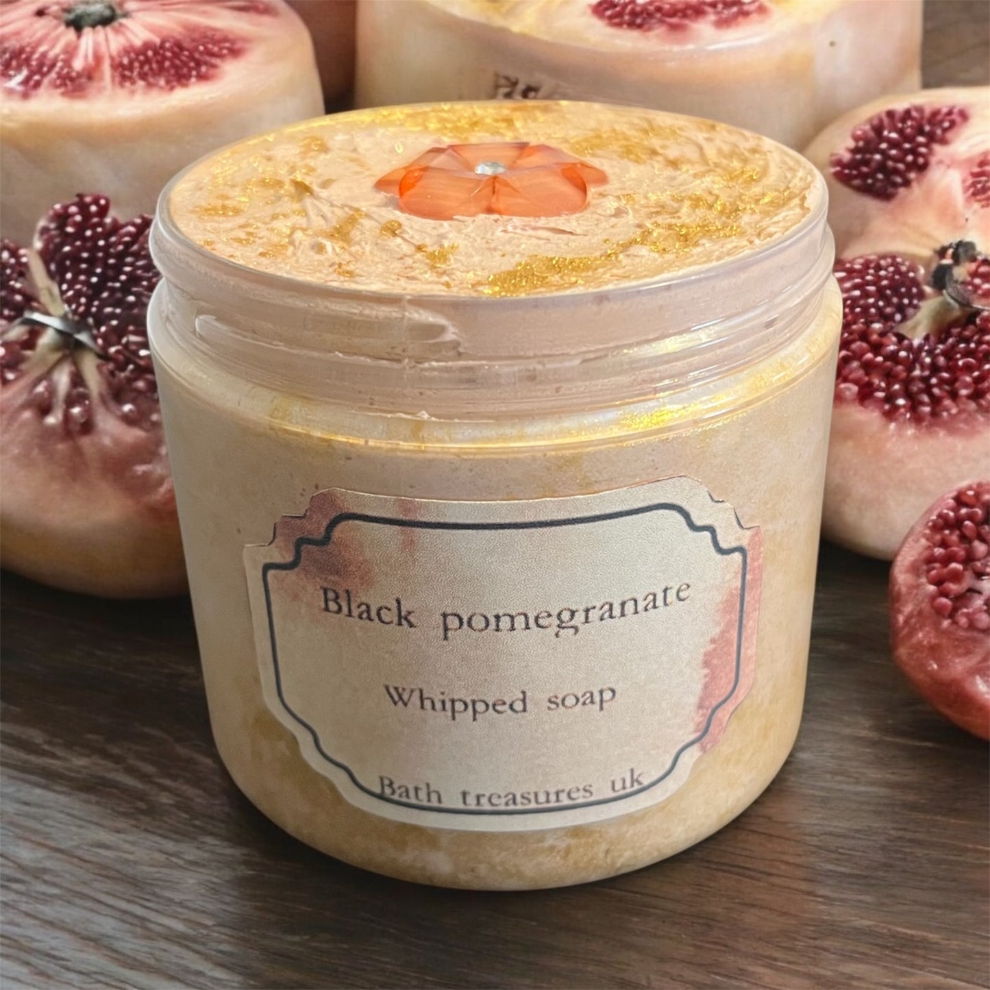Black pomegranate whipped soap 💫