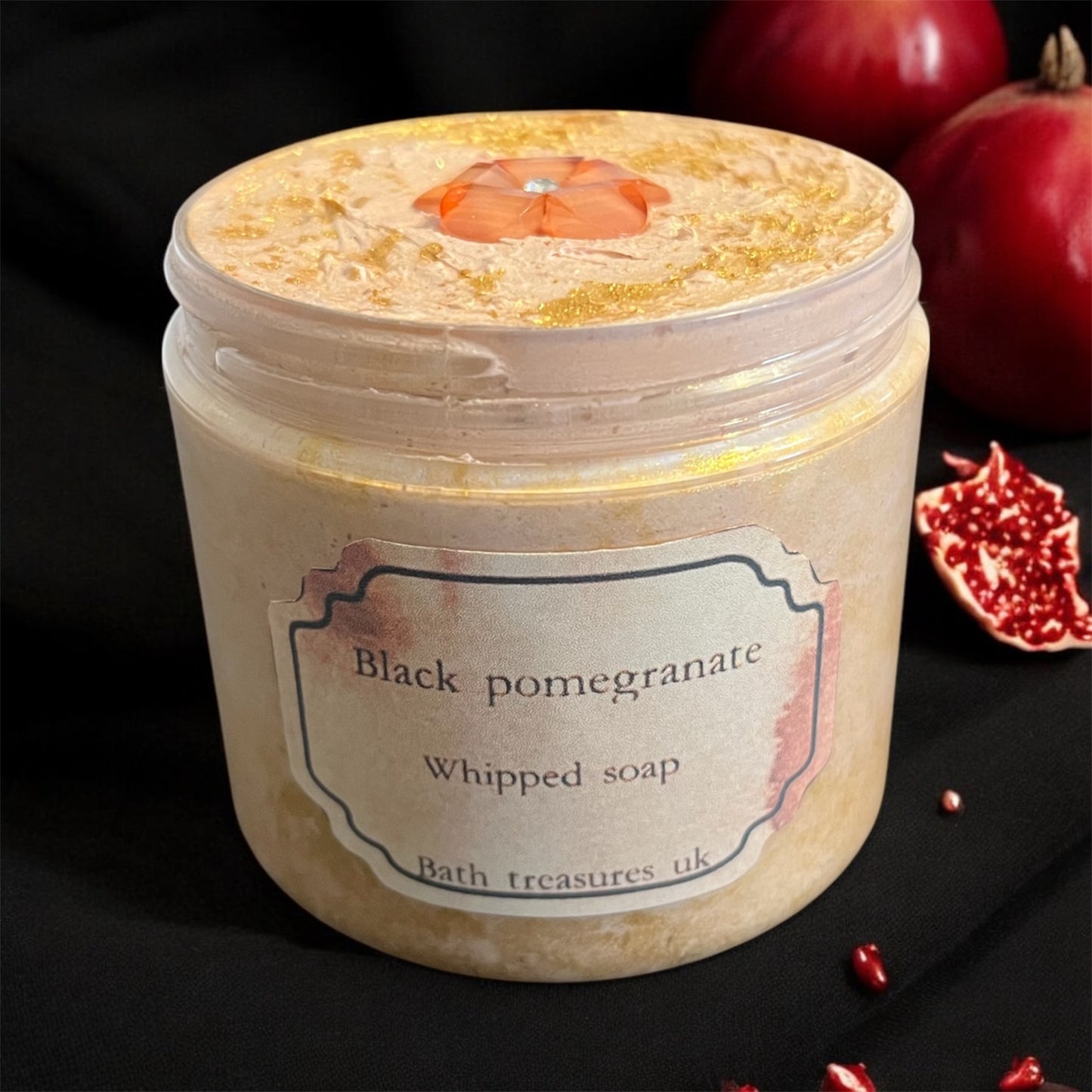 Black pomegranate whipped soap 💫