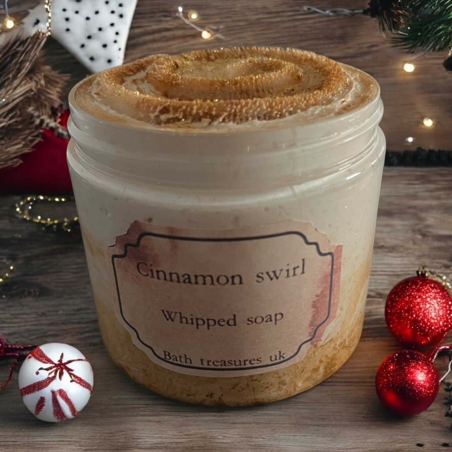 Cinnamon swirl whipped soap 💫