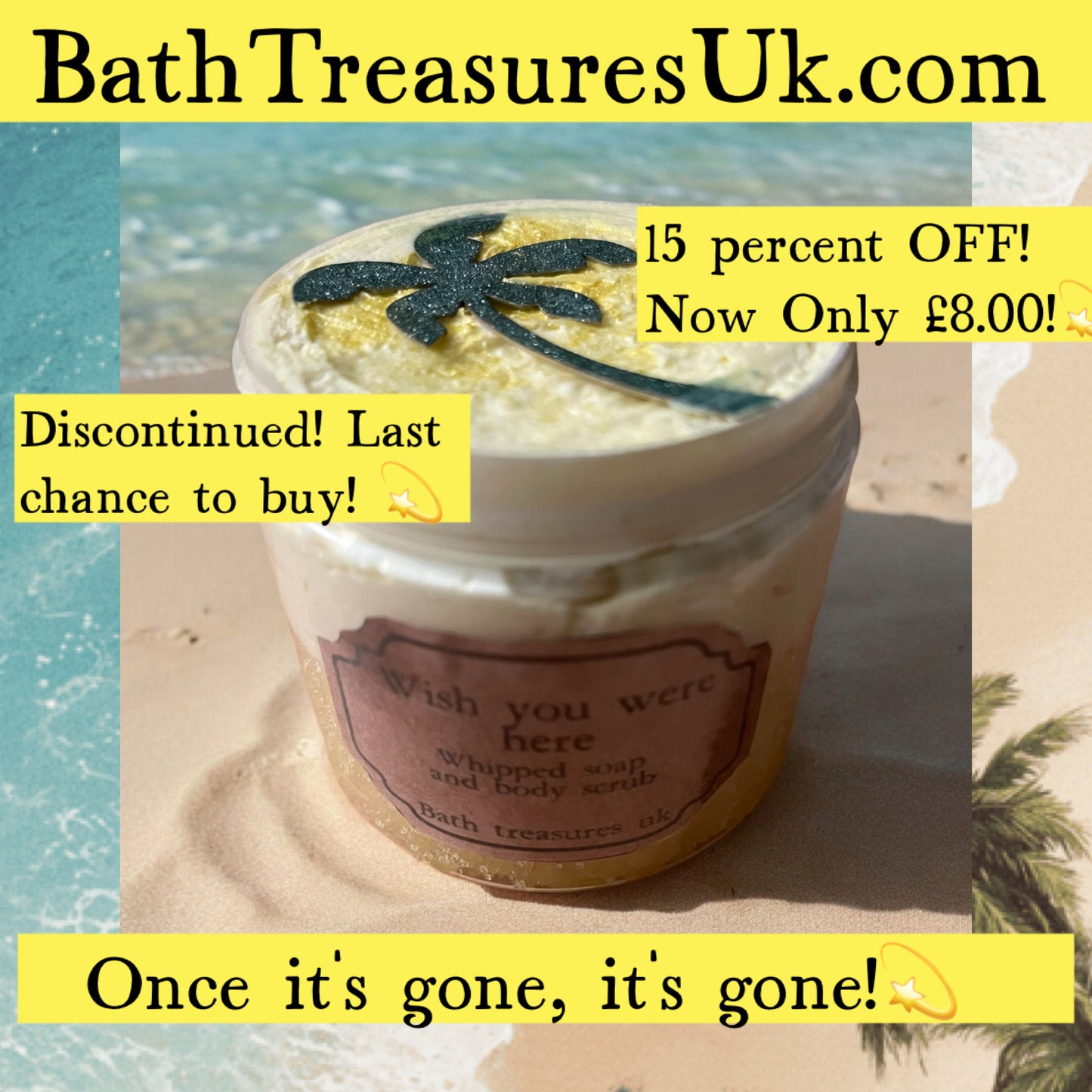 Wish you were here whipped soap and body scrub 💫