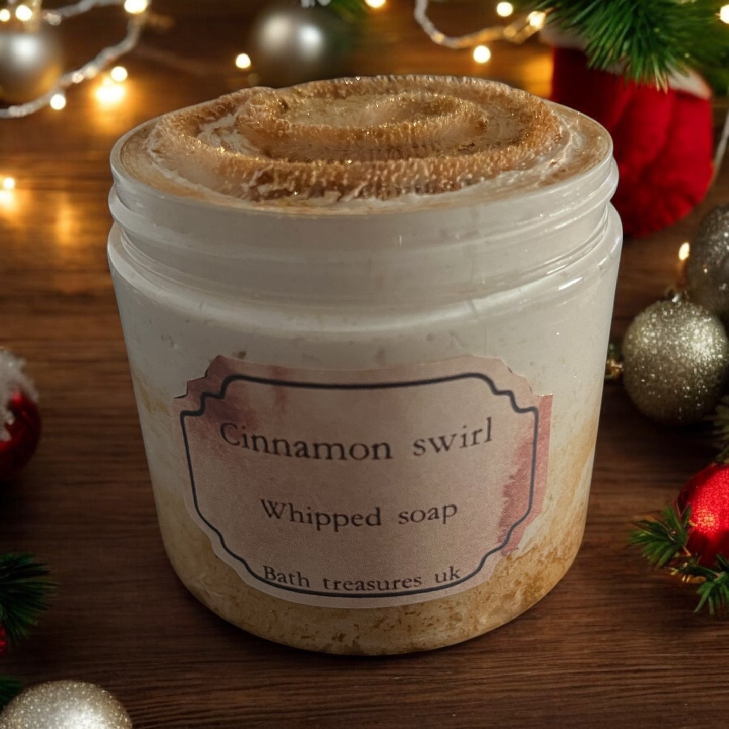 Cinnamon swirl whipped soap 💫