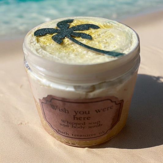 Wish you were here whipped soap and body scrub 💫